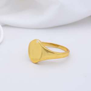 Anillo Minimalista de Latón con Baño de Oro de 18k, Anillo Ovalado Liso para el Dedo Anular, Anillo al por Mayor para Hombre - Product Image 3
