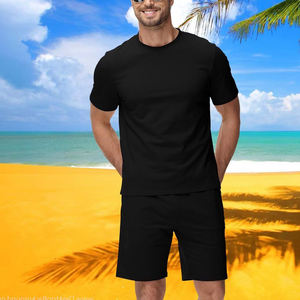 Conjunto Deportivo de Dos Piezas para Hombre, Ligero, Ecológico, Liso, Teñido, para Verano, Playa, Pantalones Cortos y Camiseta - Product Image 4