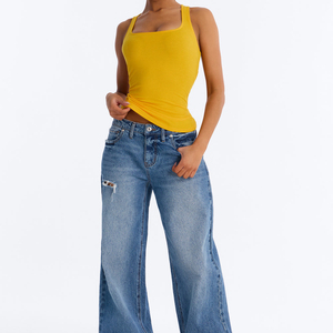 Nouveau débardeur femme été 2026 à col carré, couleur unie, style urbain sexy, sans manches, en coton et élasthanne - Product Image 3
