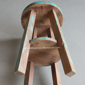 เก้าอี้บาร์ดีไซน์ไม้เรือรีไซเคิล งานแฮนด์เมดหลากสีสัน ขนาดกะทัดรัด สำหรับเฟอร์นิเจอร์ในร่มและกลางแจ้ง ส่งออก - Product Image 3