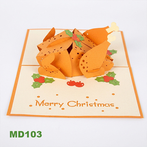 การ์ดป๊อปอัพรูปไก่สำหรับ3D การ์ดคริสต์มาสการ์ดอวยพรวันปีใหม่ของที่ระลึกทำจากกระดาษพิมพ์ออฟเซ็ตแบบดั้งเดิมเคลือบเงา - Product Image 3