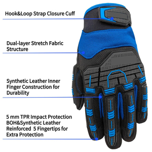 Premium TPR Impact Gloves Anti-Shock Protection for Industrial Safety Work Outdoor Use Quick Dry Customizable Color Logo-OEM - Product Image 5