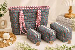 Ensemble de voyage matelassé de 4 pièces de qualité supérieure avec des sacs en tissu élégants pour l'organisation des bagages, les articles de toilette, les accessoires et les cadeaux - Product Image 2