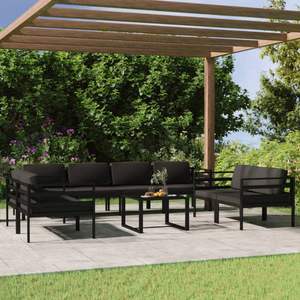 Ensemble de 9 salons de patio en aluminium anthracite avec coussins confortables pour mobilier d'extérieur - Product Image 1