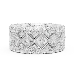 แหวนเงินแท้ 925 ประดับเพชรทรงกลมแบบ Wide Lattice Princess ดีไซน์โดดเด่น เหมาะสำหรับทั้งชายและหญิง ใช้ในโอกาสพิเศษ งานแต่งงาน หรือวันครบรอบ ให้ประกายระยิบระยับ - Product Image 1