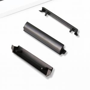 Factory Price Zinc Alloy Matte <b>Black</b> <b>Edge</b> Pull Handle Modern Minimalist Style for Kitchen Cabinet Bedroom Bathroom Furniture - Product Image 1