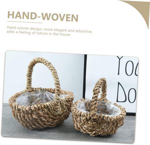 Hot Trending Straw <b>Woven</b> Flower <b>Basket</b> for Wedding Sundries Holder Desktop Storage <b>Basket</b> Floral Arrangement Rustic Home Decor - Product Image 2
