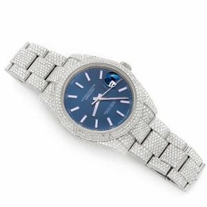 นาฬิกาข้อมือหรูหราประดับเพชรโมอิสซาไนต์ หน้าปัดสีน้ำเงิน ระบบออโตเมติก ตัวเรือนสแตนเลสสตีล - Product Image 2