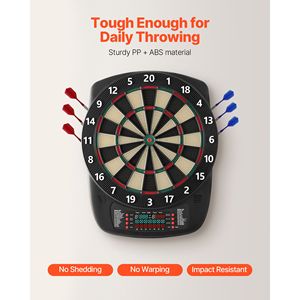 Tablero de dardos electrónico de 13.5 pulgadas con 43 juegos y más de 200 variaciones para 8 jugadores, incluye 6 flechas y plumas para dardos - Product Image 5