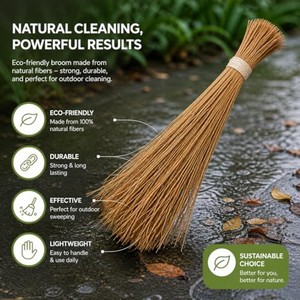 Escoba de jardín de madera de fresno con cerdas naturales al por mayor |   Artesanía de Moradabad - Product Image 2