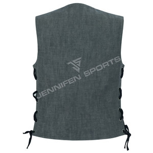 Gilet de motard en denim 100% pour femmes, de qualité supérieure, confortable, écologique, avec fermeture à boutons - Product Image 4