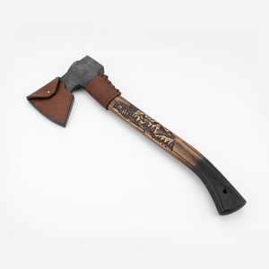 Hacha Vikinga Hecha a Mano con Acero de Alto Contenido de Carbono, Mango de Madera Tallado, Funda de Cuero, DIY OEM, Regalo para Camping, Caza y Supervivencia - Product Image 1