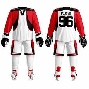 Tenue de hockey sur glace pour adultes, design athlétique, contrôle de l'humidité, tissu en maille respirant, entraînement sur patinoire, imprimé - Product Image 1