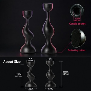 <b>Black</b> Wavy <b>Candlestick</b> Holder Set of 2 for Home Decoration Stainless Steel Durable - Product Image 3