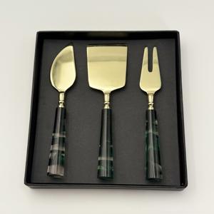 Juego de Cuchillos para Queso con Mango de Resina y Hoja de Acero Inoxidable con Acabado Dorado para Cocina, Mesa, Desayuno, Cuchillo para Mantequilla, Esparcidor de Queso - Product Image 2