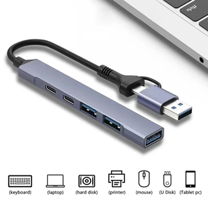 Hub USB 3.0 Tipo C de 5 Puertos, Estación de Acoplamiento Ultra Delgada de Aleación de Aluminio, Expansor para Laptop, PC, MacBook, en Stock, Alta Velocidad - Product Image 1