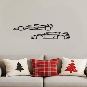 Sculture da Parete di Alta Qualità a Forma di Auto da Corsa, Linee Metalliche Sospese, Arte in Ferro per Arredamento Casa e Hotel - Product Image 4