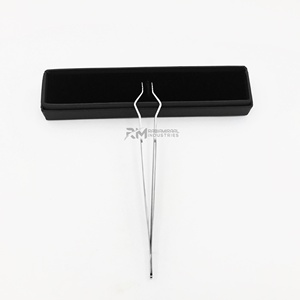 Pince à épiler professionnelle pour extensions de cils RMI en acier inoxydable argenté, nouveau design, avec emballage en boîte cartonnée - Product Image 1