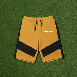 <b>Men's</b> <b>Red</b> Color Blocked Sport <b>Shorts</b> With Drawstring Waist Quick Dry Panelled Design Front Logo Placement - Product Image 4