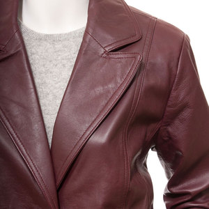 Women Real <b>Leather</b> <b>Jacket</b> Custom Fashion Factory Direct Women's Genuine <b>Leather</b> <b>Blazer</b> Turn-down Collar Full Sleeve - Product Image 5