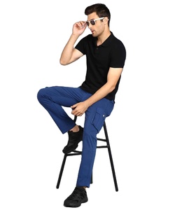 กางเกงคาร์โก้เข้ารูปสีดำแบบลำลองมีซิปด้านข้างมีกระเป๋า - Product Image 6