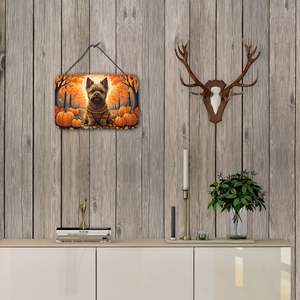 Nouveau Cairn Terrier automne mur porte suspendus imprime en aluminium métal signe pour cuisine Bar salle de bain décor à la maison 8HX12W multicolore - Product Image 4