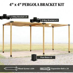 Kit Pergola 8 Pezzi con Accessori per Staffe in Legno Solo per Gazebo e Padiglioni - Product Image 2