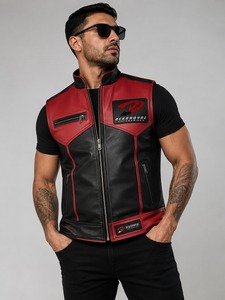 Chaleco de cuero premium para hombre con forro interior suave, costuras resistentes, forma clásica y bolsillos prácticos para montar a caballo, actividades al aire libre y uso casual. - Product Image 6