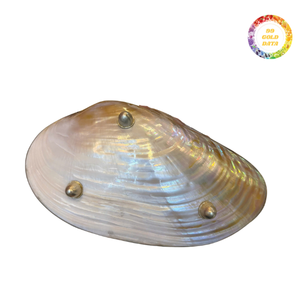 Luxury Mother of Pearl Gold Plated Serving Bowl and Plate Set with Long Handle Spoons for Parties - Product Image 1