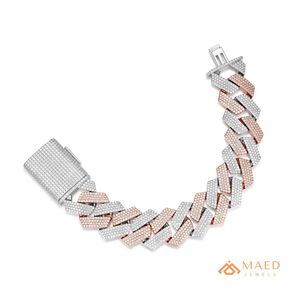 Bracelet à maillons en moissanite plaqué or rose pour homme, bijoux de mode New York, cadeau tendance, élégant, pour fête, fiançailles - Product Image 1