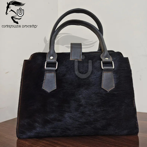 Bolso Tote de Cuero Vacuno Negro Hecho a Mano con Asas de Cuero Genuino Gris Oscuro para Todas las Temporadas - Product Image 5