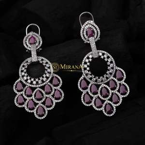 Nihara Peacock Feather Color Fashion Earrings - Product Image 2