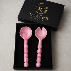 Cuillère de service pour salade en résine perlée écologique FAIZA CRAFT, nouveau style européen/américain, compatible lave-vaisselle/micro-ondes/four - Product Image 1