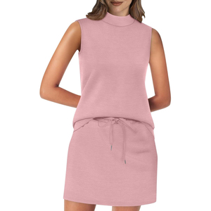 Women’s Dry Fit Pickleball <b>High</b> Neck Tank & Shorts Outfit Ladies Everyday Pickleball <b>High</b> Neck Tank and Shorts Set - Product Image 1