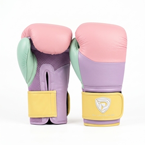 Guantes de Boxeo de Cuero Rosa, Morado y Verde Dumela International de 16 Oz, Equipo de Entrenamiento Profesional con Diseño de Logotipo - Product Image 1
