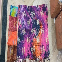 Selendang Wanita LAXMANS Bahan Rayon Sutra Bermotif Bunga Cetak Sablon Gaya Batik Sarung Pantai Panjang 100x175cm Musim Panas India Grosir