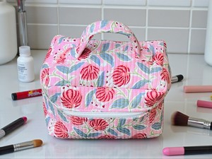 Printed Quilted Cotton Makeup <b>Box</b> Case | Vintage Zipper Closure | Durable Water Resistant Eco-Friendly | Customizable Makeup - Product Image 3