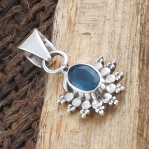 Pendentif en topaze bleue de Londres naturelle, argent sterling 925, bijoux en pierres précieuses faits à la main, collier en topaze bleue profonde, charme pour femmes, vente en gros - Product Image 5