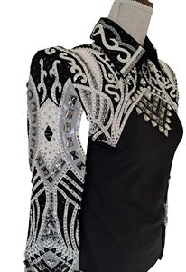 Chaqueta Western Custom Rodeo Queen Showmanship Base negra con blanco - Product Image 4