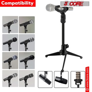 5 Core Desk Mic Stand 12" Height Adjustable Desktop <b>Microphone</b> Stands Metal Tripod Portable Foldable - Product Image 6