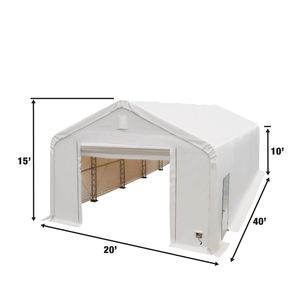 Pro Series 20FT X 40FT Capanno Attrezzi a Doppia Struttura Rinforzata con Copertura in PVC da 17 oz e Porte Passanti TMG DT2041 PRO Ripostiglio Resistente - Product Image 3