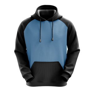 Sudadera con Capucha para Hombre, Color Azul y Negro, Bloques de Color, Manga Raglán, Corte Regular, Informal, para Otoño, con Bolsillos, Tejido de Punto - Product Image 1