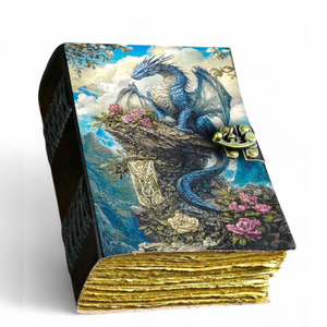 Diario de Cuero con Diseño de Dragón, Libro de Sombras Hecho a Mano con Cerradura, Cuaderno Gótico de Fantasía y Ocultismo - Product Image 1