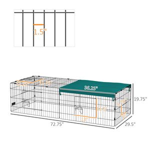 Recinto per Animali Domestici in Acciaio Verde 73 Green con Chiusura a Bottone, per Interni/Esterni, con Tetto per Piccoli Animali, per Conigli e Galline, Utilizzo in Soggiorno - Product Image 3