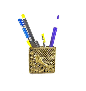 Square Shape luxury handmade Brass Pen holder Elegant Fish Embossed Design For Royal Home Office Products in Hot Sale - Product Image 1