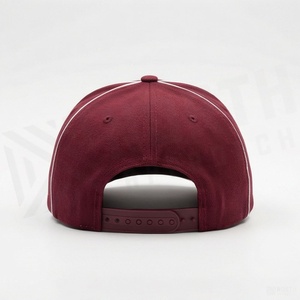 <b>Maroon</b> 6-Panel Baseball Cap with White Stitching Contrast Color Fitted Snapback Hat Unisex Casual Style Adult Size 58-60CM - Product Image 2