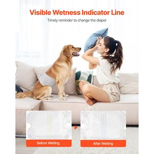Pannolini Monouso Super Assorbenti per Cani Maschi, Fascia Addominale a 360 Gradi Anti-Perdita con Indicatore di Umidità, Fascia Protettiva per Cani - Product Image 6