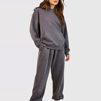 Ensemble de survêtement d'hiver pour femmes grandes tailles, sweat-shirt surdimensionné et pantalon de jogging, personnalisable à l'avant, doux, décontracté, deux pièces, pour le fitness et la détente