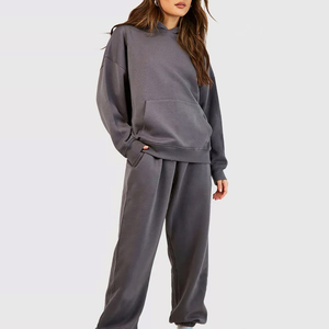 Conjunto Deportivo de Invierno para Mujer, Talla Grande, Sudadera Holgada, Pantalones Jogger, Personalizable por Delante, Suave, Informal, de Dos Piezas, para Fitness y Descanso - Product Image 1