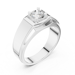 Anillo solitario para hombre con diamante cultivado en laboratorio en oro amarillo – Anillo de compromiso moderno con doble banda, joyería de diamantes - Product Image 4